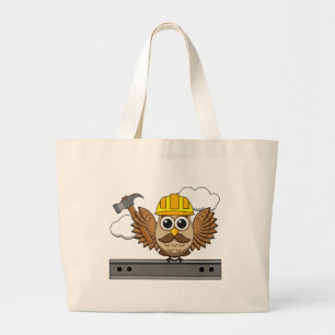 Bolso De Tela Gigante Lechuza trabajadora de construcción con Personaliz