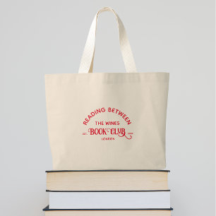 Bolso De Tela Gigante Leer entre el Wines Book Club Red Escudo