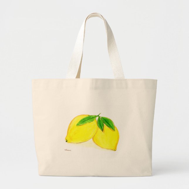 Bolso De Tela Gigante Lemones imprimen frutas amarillas (Frente)
