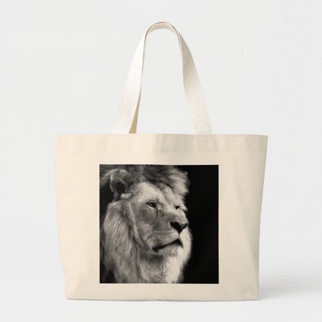 Bolso De Tela Gigante León blanco negro (Frente)