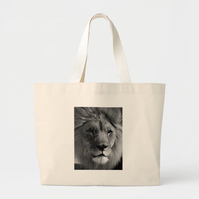 Bolso De Tela Gigante León blanco y negro (Frente)