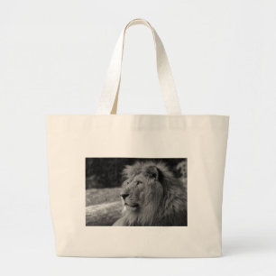Bolso De Tela Gigante León blanco y negro - Animal salvaje
