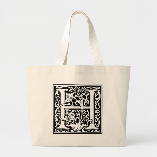 Bolso De Tela Gigante Letra H Monograma medieval Art Nouveau (Frente)
