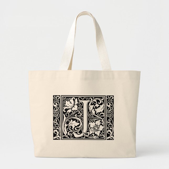 Bolso De Tela Gigante Letra J Monograma medieval Art Nouveau (Frente)