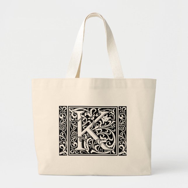Bolso De Tela Gigante Letra K Monograma medieval Art Nouveau (Frente)