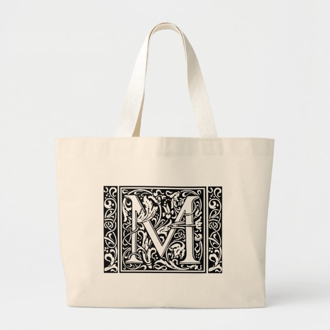Bolso De Tela Gigante Letra M Monograma medieval Art Nouveau (Frente)