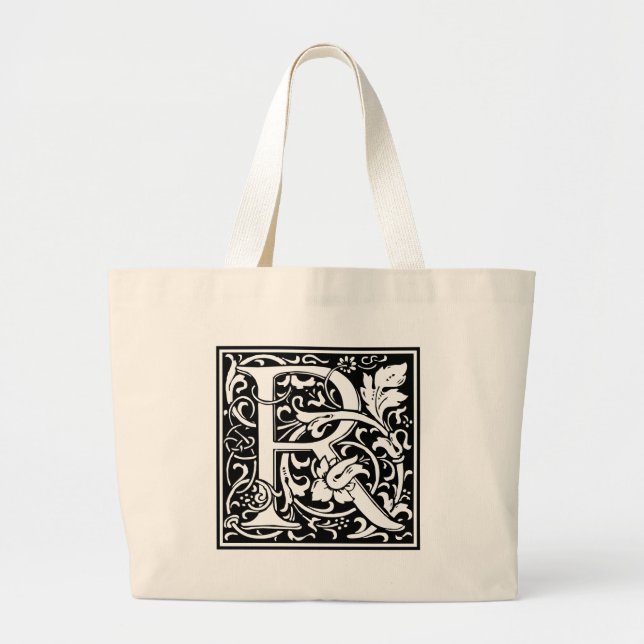 Bolso De Tela Gigante Letra R Monograma medieval Art Nouveau (Frente)