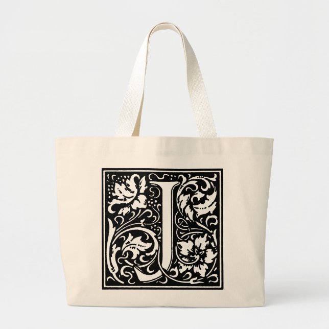 Bolso De Tela Gigante Letra racentista alfabeta J Totebag (Frente)
