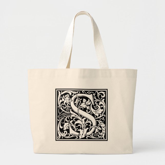 Bolso De Tela Gigante Letra S Monograma medieval Art Nouveau (Frente)