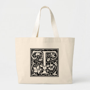 Bolso De Tela Gigante Letra T Monograma medieval Art Nouveau