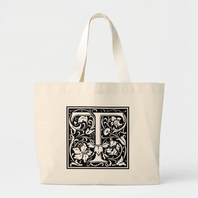 Bolso De Tela Gigante Letra T Monograma medieval Art Nouveau (Frente)