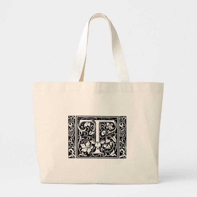Bolso De Tela Gigante Letra T Monograma medieval Art Nouveau (Frente)