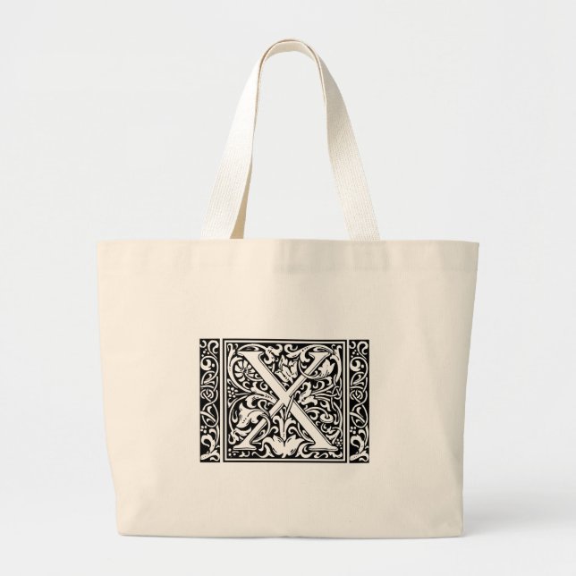 Bolso De Tela Gigante Letra X Monograma Medieval ancha (Frente)