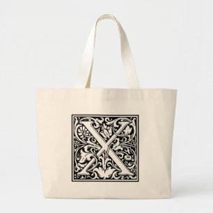 Bolso De Tela Gigante Letra X Monograma medieval Art Nouveau