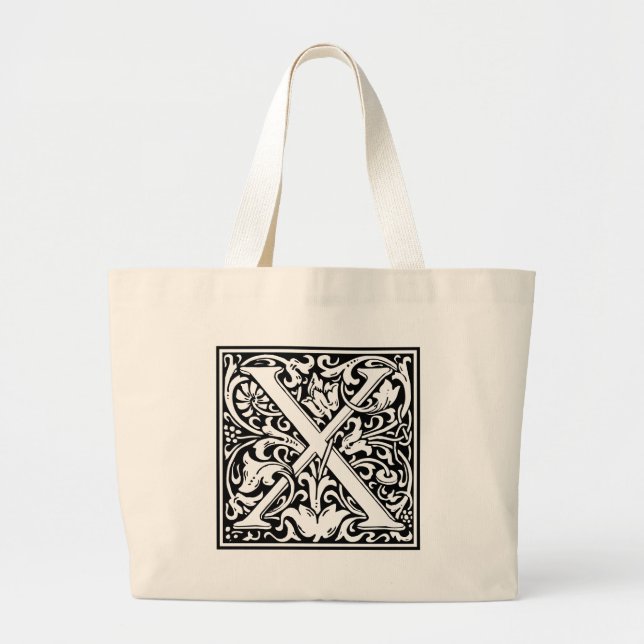 Bolso De Tela Gigante Letra X Monograma medieval Art Nouveau (Frente)