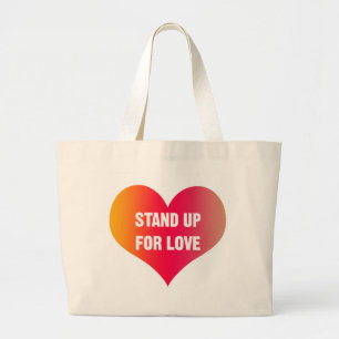 Bolso De Tela Gigante Levántate por el amor (corazón rojo-Naranja)