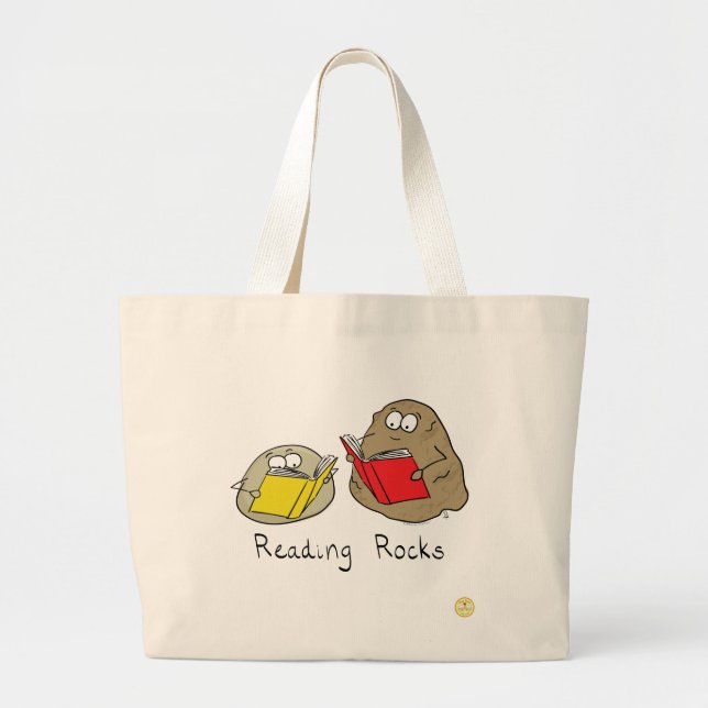 Bolso De Tela Gigante Leyendo Rocas Cute Niños Personalizado (Frente)
