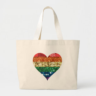 Bolso De Tela Gigante lgbt rainbow heart