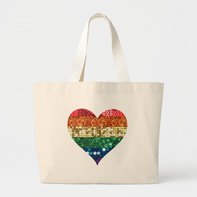 Bolso De Tela Gigante lgbt rainbow heart (Frente)