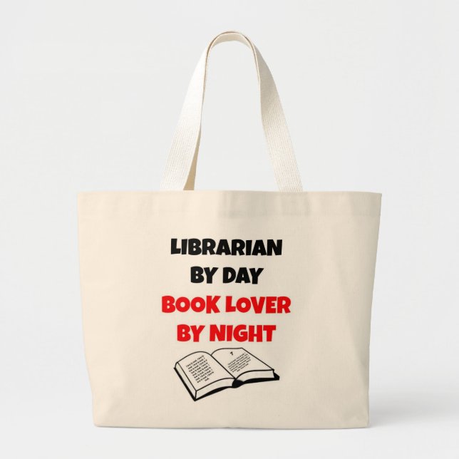 Bolso De Tela Gigante Libreriales por día Lover libro por noche (Frente)