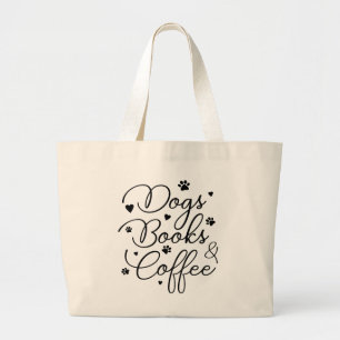 Bolso De Tela Gigante Libros Amante De Perros Café Cafeína Lectura Friki