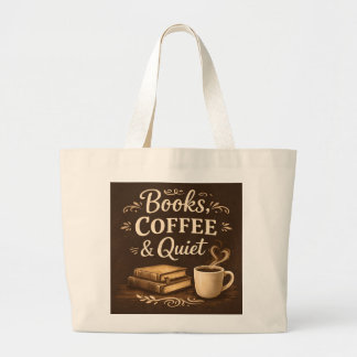 Bolso De Tela Gigante Libros, Café y Silencio – Amante de Libros de Dark