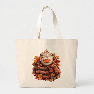 Bolso De Tela Gigante Libros de Diseño de Lattes de Calabaza Otoñal Acog