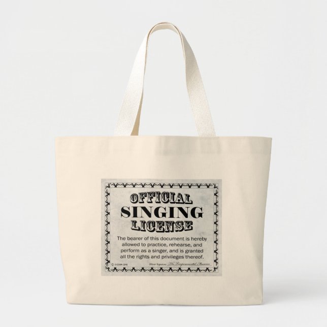 Bolso De Tela Gigante Licencia de canto (Frente)