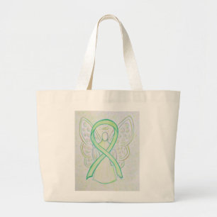 Bolso De Tela Gigante Lime Green Awareness Ribbon Personalizado Art Tote