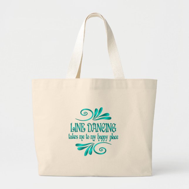 Bolso De Tela Gigante Line Dancing Happy Place (Frente)