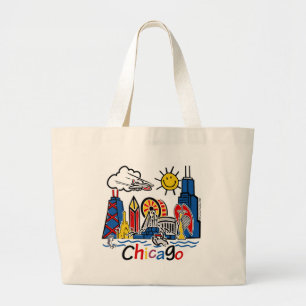 Bolso De Tela Gigante Línea aérea de Chicago Kids