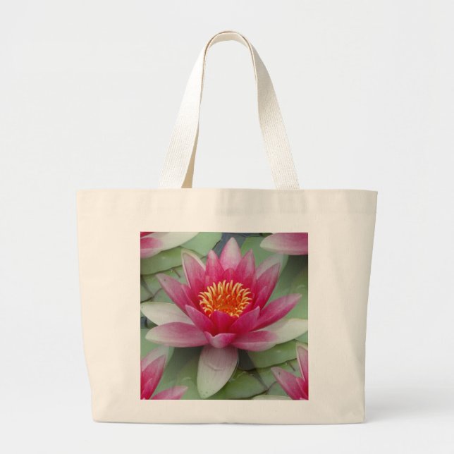 Bolso De Tela Gigante Lirio de agua de Lotus rosa (Frente)