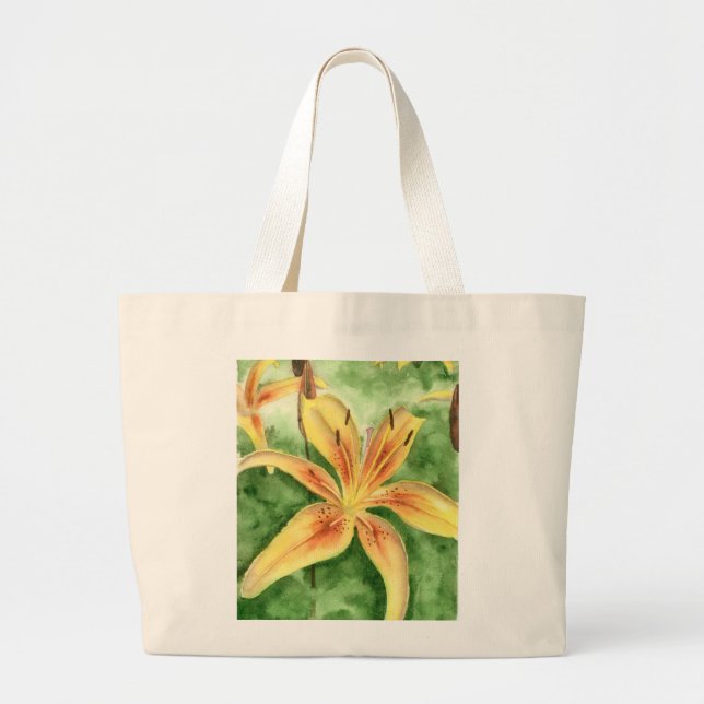 Bolso De Tela Gigante Lirios amarillos en el jardín (Frente)
