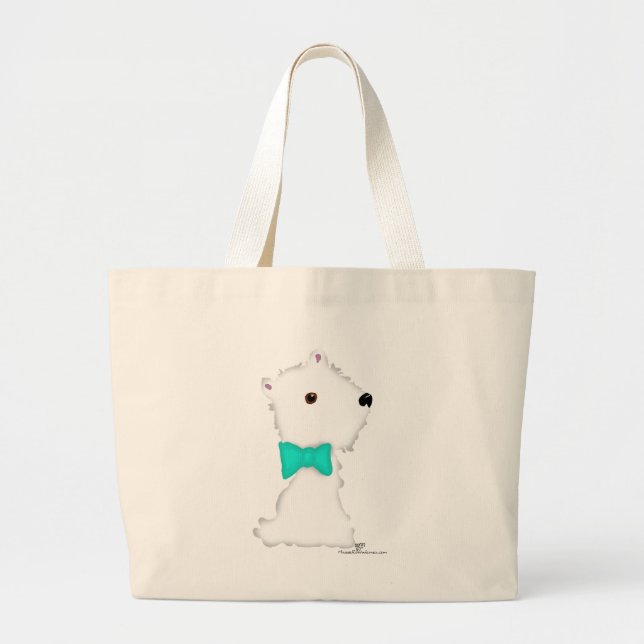 Bolso De Tela Gigante Little Sitting Westie (Frente)