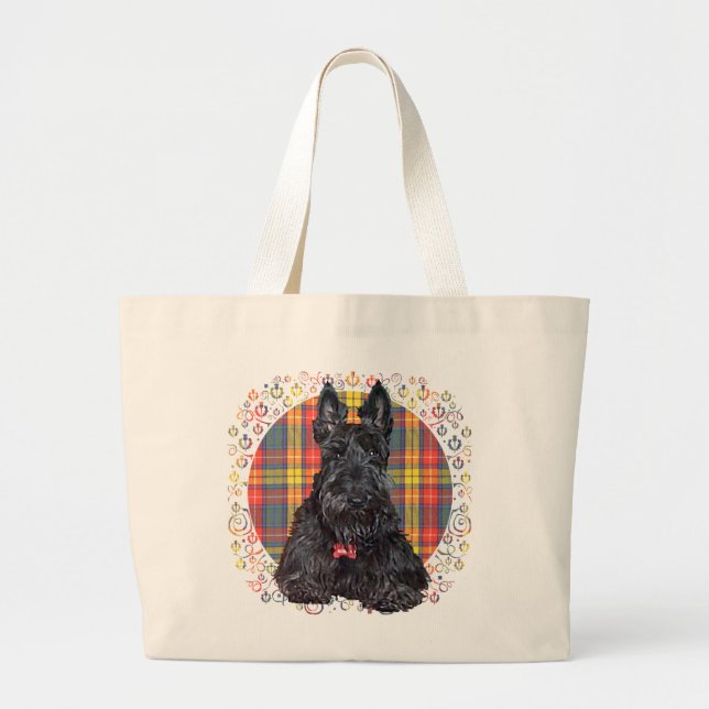 Bolso De Tela Gigante Little Tartan Scottie Dog (Frente)