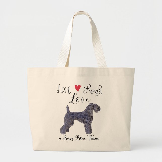 Bolso De Tela Gigante Live Laugh Love a Kerry Blue Terrier (Frente)