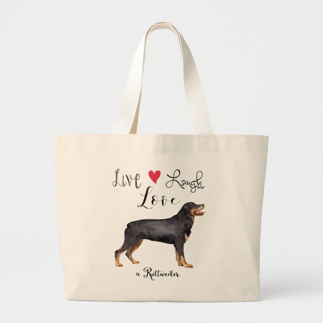 Bolso De Tela Gigante Live Laugh Love a Rottweiler (Frente)