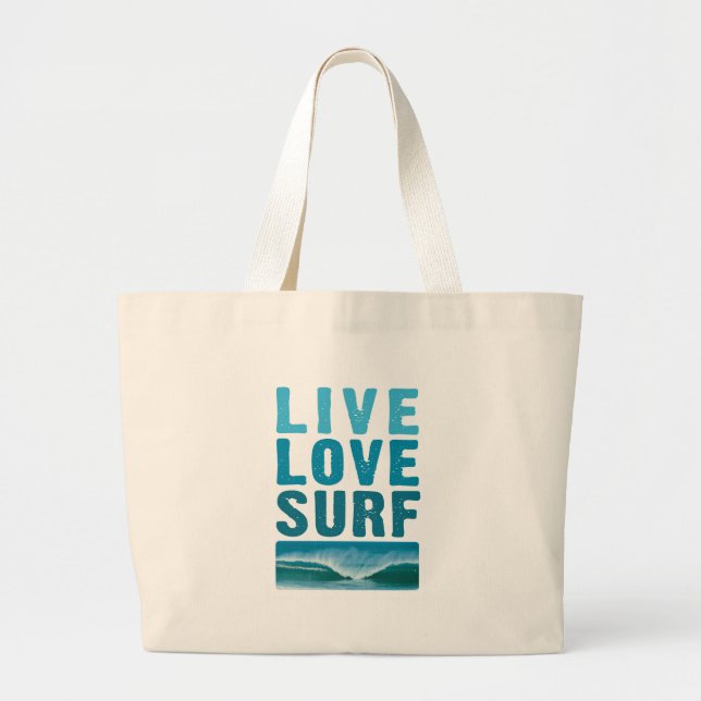 Bolso De Tela Gigante live_love_surf (Frente)