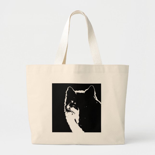 Bolso De Tela Gigante Lobo blanco y negro (Frente)