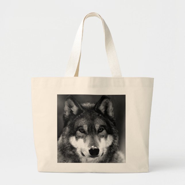 Bolso De Tela Gigante Lobo blanco y negro (Frente)