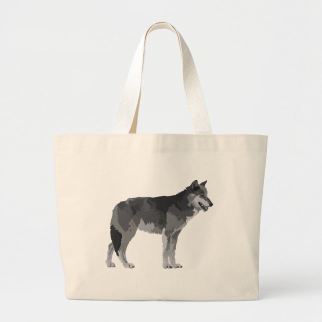 Bolso De Tela Gigante Lobo gris (Frente)