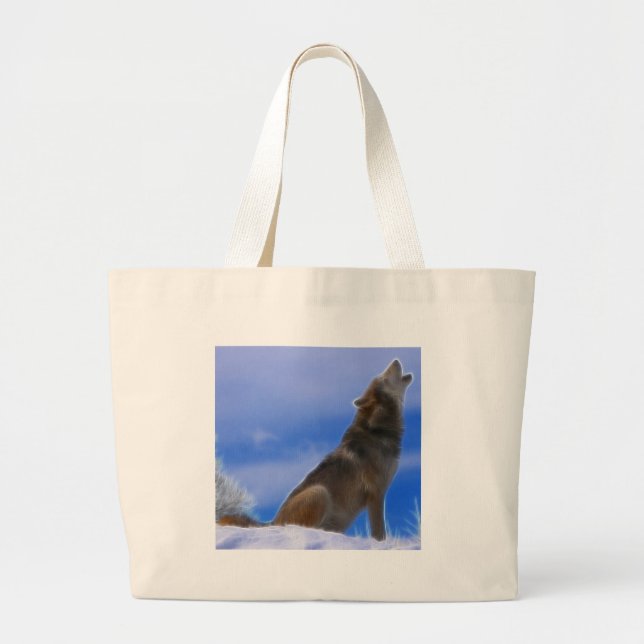 Bolso De Tela Gigante Lobo gris en peligro grito solo (Frente)