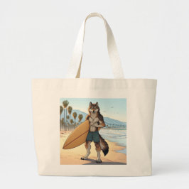 Bolso De Tela Gigante Lobo surfista  