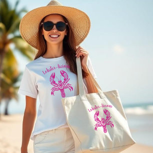 Bolso De Tela Gigante Lobster-Fisherman Core-Hawaiian Tropical-Pink