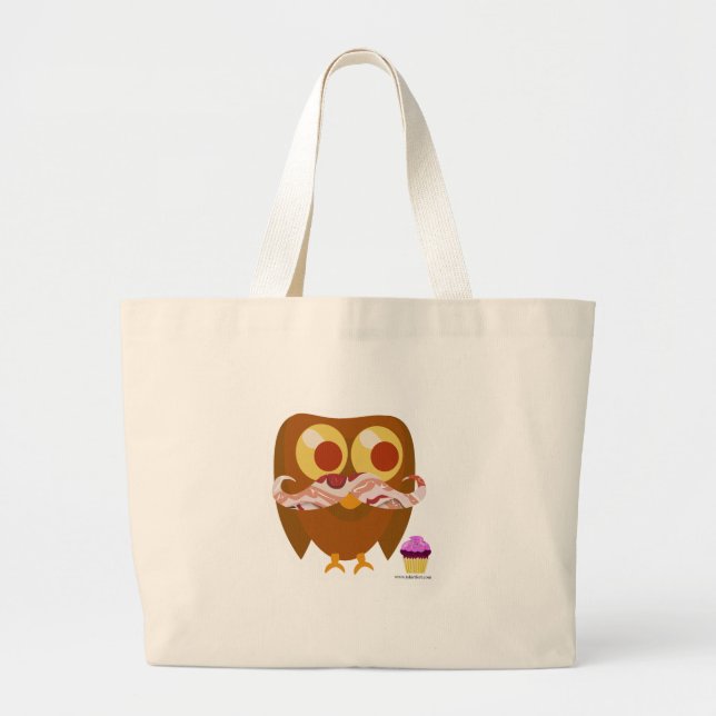 Bolso De Tela Gigante Loco Personalizado de pájaro de Silly Mustache Owl (Frente)