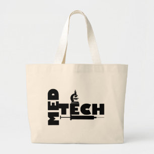 BOLSO DE TELA GIGANTE LOGOTIPO DE JERINGA DE MICROSCOPIO MED TECH