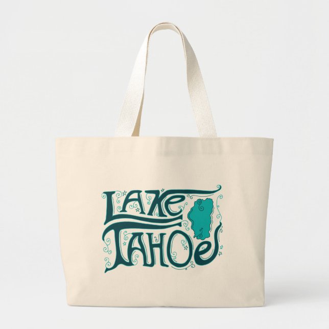 Bolso De Tela Gigante Logotipo dibujado mano del lago Tahoe (Frente)