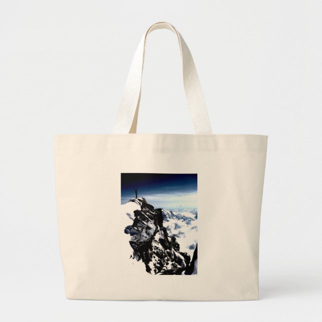 Bolso De Tela Gigante Logro del Montañero Invierno de Nieve (Frente)