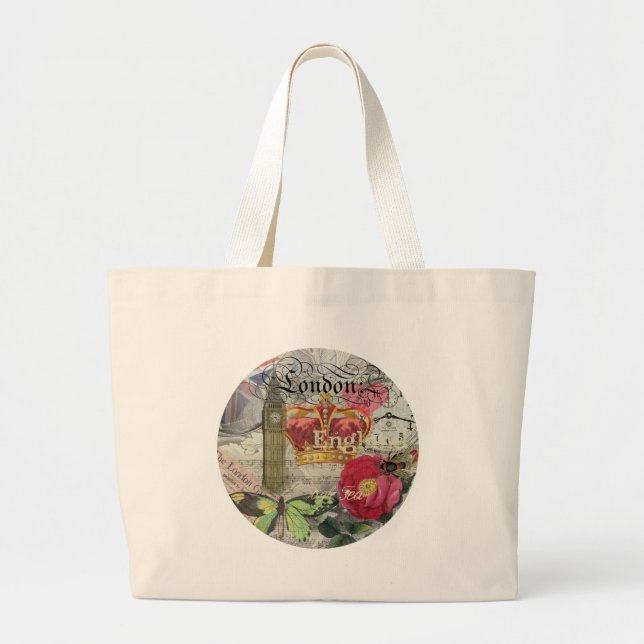 Bolso De Tela Gigante Londres Inglaterra Viaje Viaje Arte Viejo Europa (Frente)