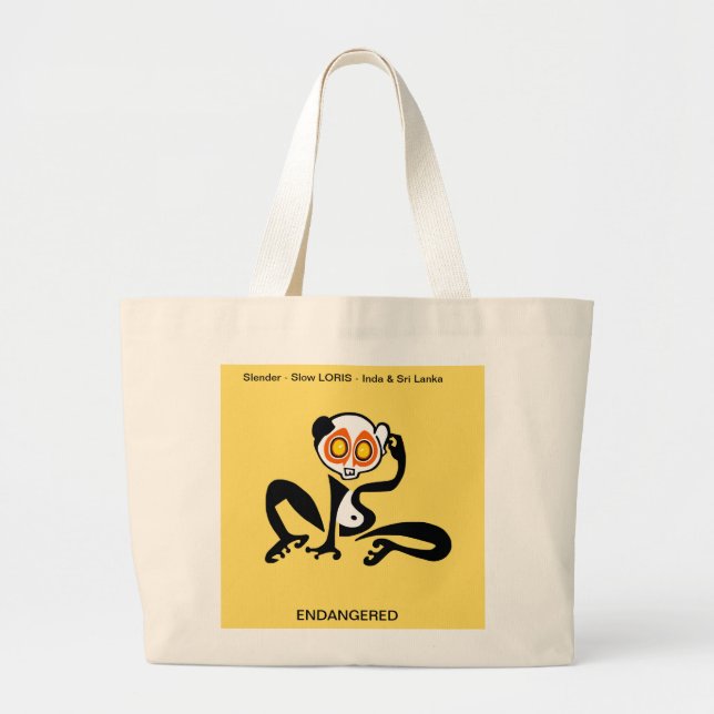 Bolso De Tela Gigante LORIS lento lindo - animal en peligro de extinción (Frente)